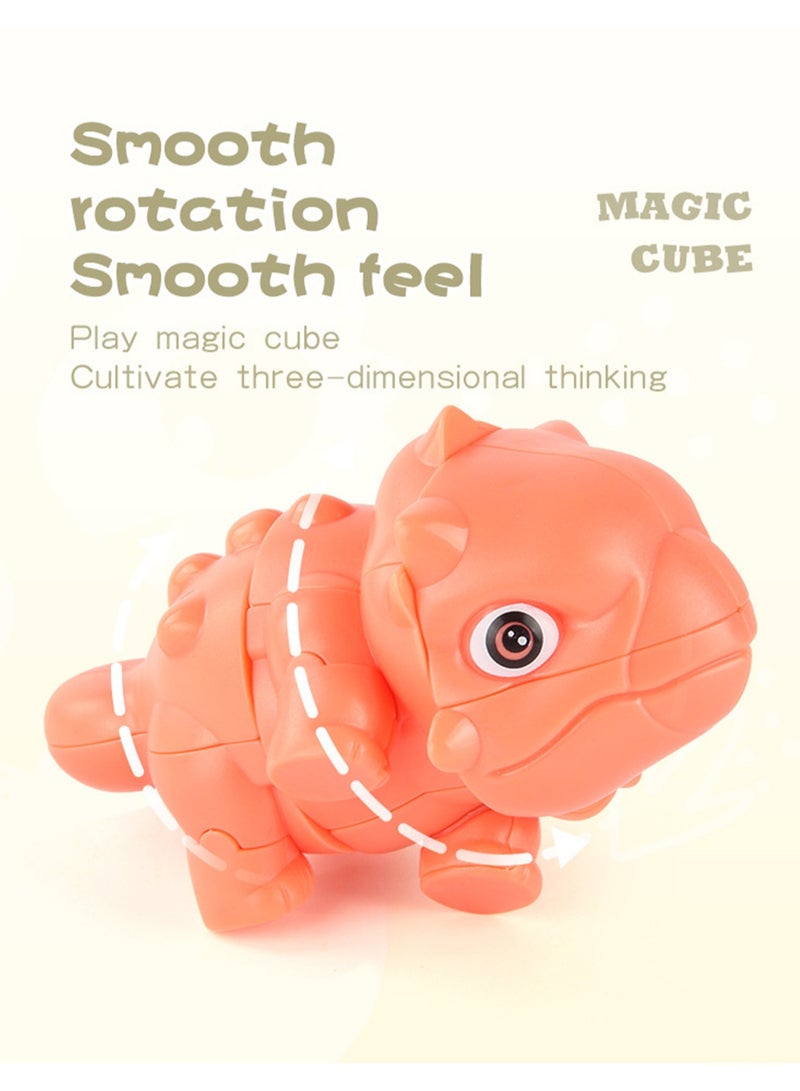 Children's Science And Education Educational Animal Second-Order Rubik's Cube Toy Dinosaur Rubik's Cube 2 in 1 Set Smooth Rotation (Red Triceratops + Second Order Rubik's Cube) - Image 2